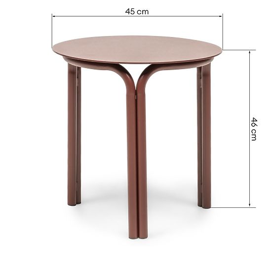 Amarello Garden Table 45 cm, Aluminum, Round, Wine Brown