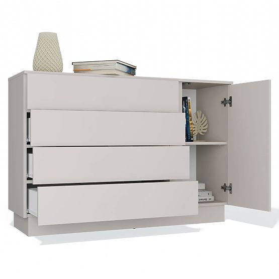 AMBER 1D4S Dresser Cabinet 1 Door 4 Drawers for Bedroom Living Room CASHMERE Beige