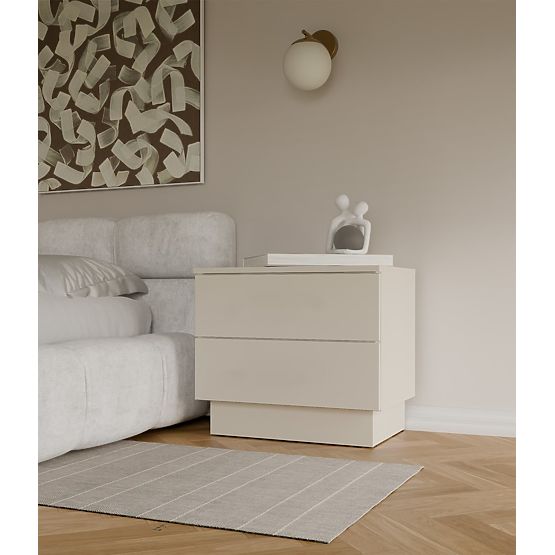 AMBER 2S Nightstand with 2 Drawers for Bedroom CASHMERE Beige