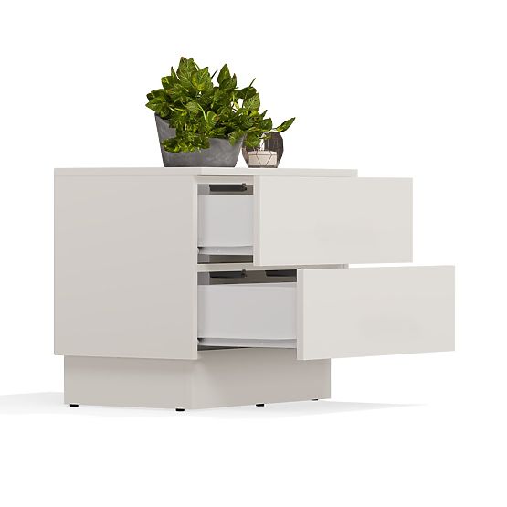 AMBER 2S Nightstand with 2 Drawers for Bedroom CASHMERE Beige