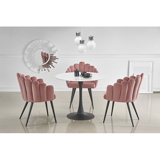 AMBROSIO Round Table, Top - Glass, Leg - Black (2p=1pc)