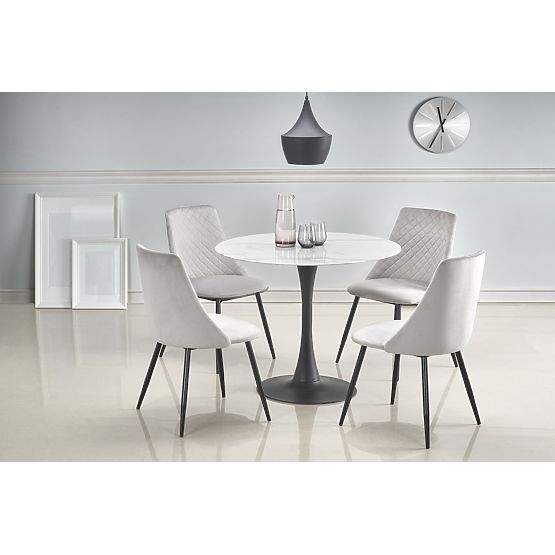 AMBROSIO Round Table, Top - Glass, Leg - Black (2p=1pc)