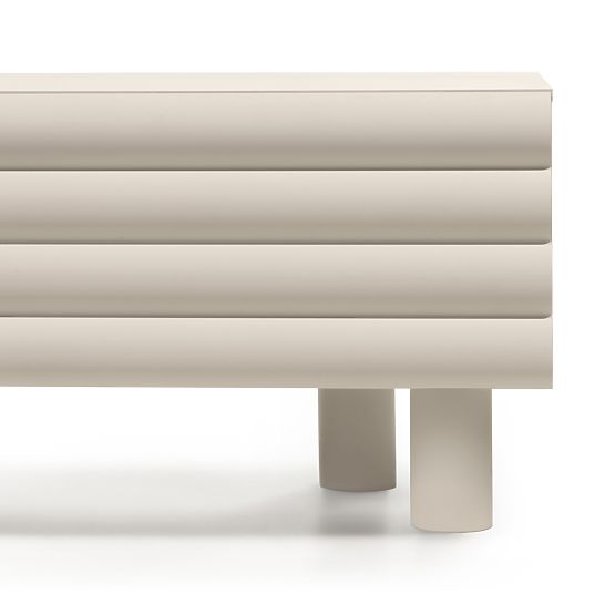 Anatra TV Cabinet, Ribbed, Beige, Rounded Shapes
