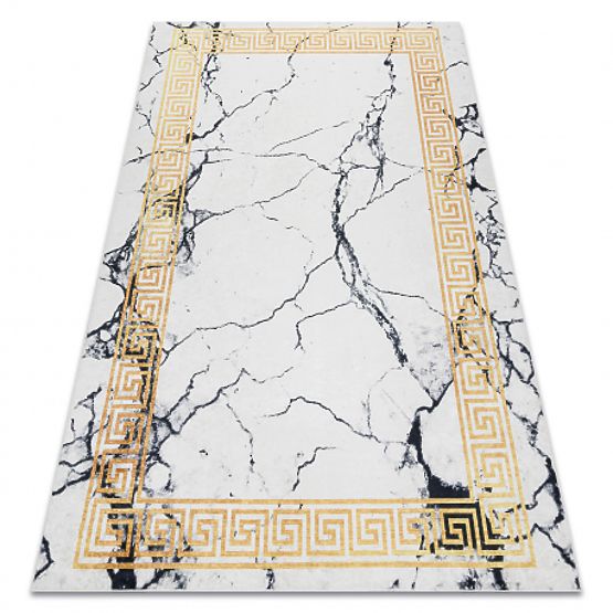 ANDRE Washing Mat 1126 Marble, Greek Anti-Slip - White/Gold