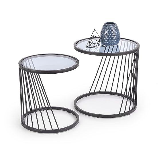 ANTILLA set of 2 tables black / smoked (1p=1pc)