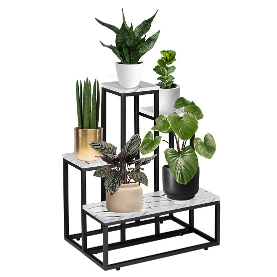 ANTIRES White Marble Metal Plant Stand