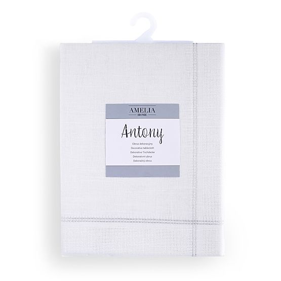 ANTONY Tablecloth, White, Smooth Classic Design, 130x160, ameliahome
