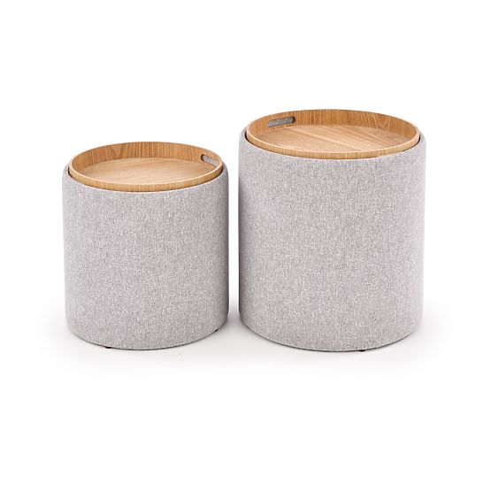 AVIKO Set of 2 Poufs, Light Gray