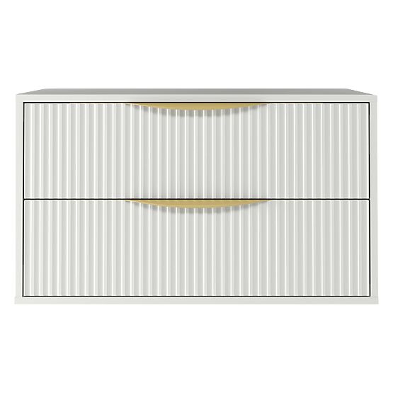 Avila 2.0 Cabinet for Countertop Sink, 80 cm, Grooved, Gold Handles, White