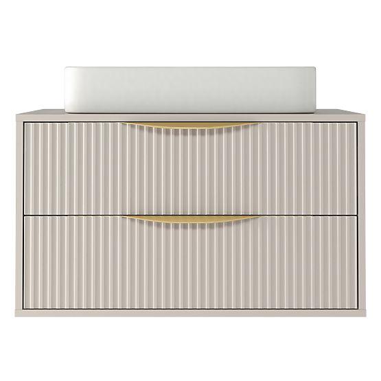 Avila 2.0 Under-Sink Cabinet, 80 cm, Grooved, Gold Handles, Cashmere