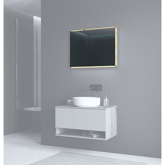 AVIOLA Mirror 80 cm + LED Artisan Oak