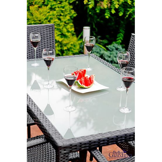 AVVICENTE Grey Technorattan Dining Furniture Set (Table 150x90cm + 6 Chairs)