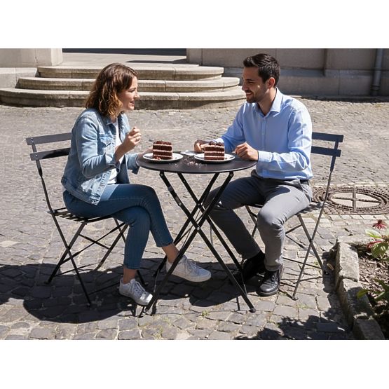 Balcony Furniture Set (2 x Folding Chairs + Table) SEMPLICI Steel Black