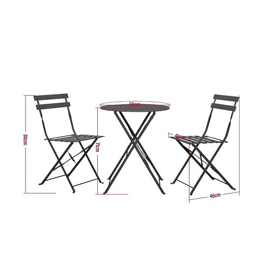 Balcony Furniture Set (2 x Folding Chairs + Table) SEMPLICI Steel Black
