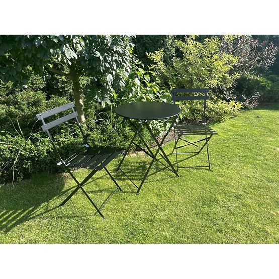 Balcony Furniture Set (2 x Folding Chairs + Table) SEMPLICI Steel Black