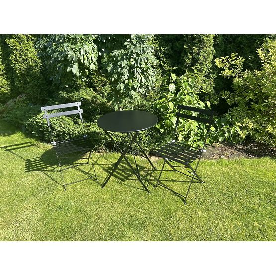 Balcony Furniture Set (2 x Folding Chairs + Table) SEMPLICI Steel Black