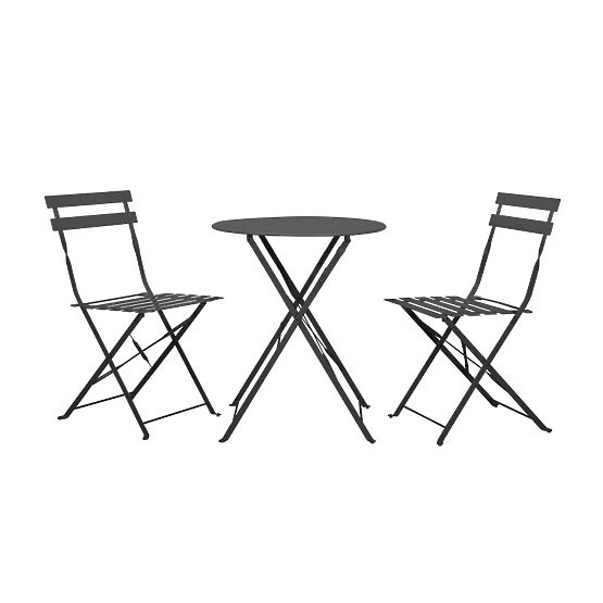 Balcony Furniture Set (2 x Folding Chairs + Table) SEMPLICI Steel Black