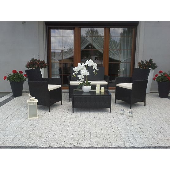 Balcony Set Made of Technorattan (Sofa + 2 x Armchair + Table) COMODO Black