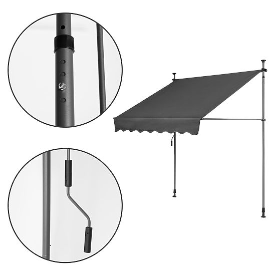 Balcony Sun Awning with Adjustable Height, Waterproof with Manual Crank