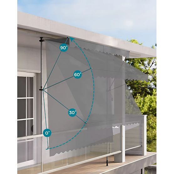 Balcony Sun Awning with Adjustable Height, Waterproof with Manual Crank