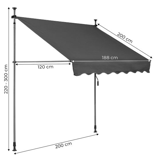 Balcony Sun Awning with Adjustable Height, Waterproof with Manual Crank