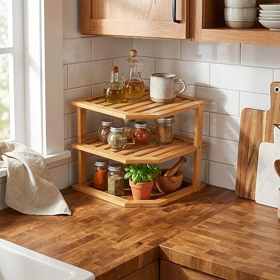 Bamboo Corner Kitchen Shelf DEDAL