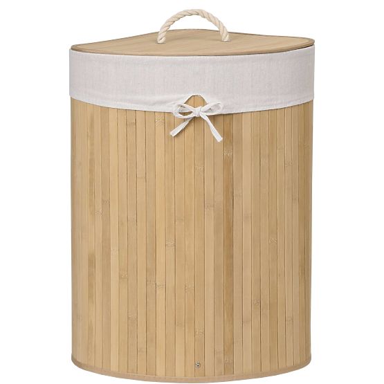 Bamboo Corner Laundry Basket with Lid Natural 60L