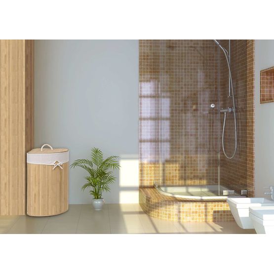 Bamboo Corner Laundry Basket with Lid Natural 60L