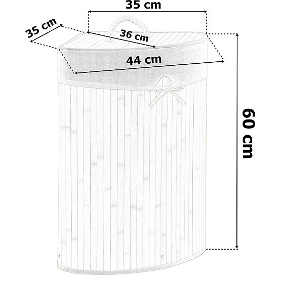 Bamboo Corner Laundry Basket with Lid White-Grey
