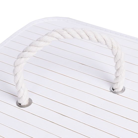 Bamboo Corner Laundry Basket with Lid White-Grey