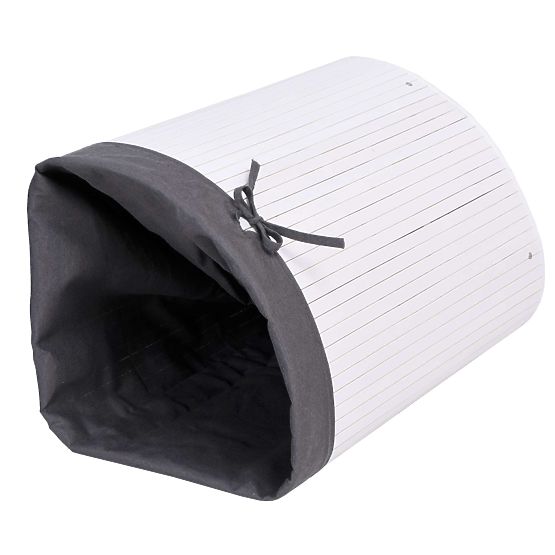 Bamboo Corner Laundry Basket with Lid White-Grey
