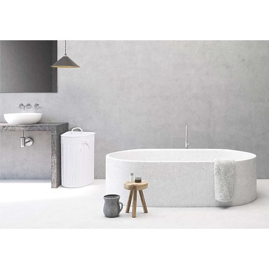 Bamboo Corner Laundry Basket with White Lid