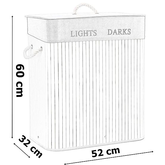 Bamboo Corner Laundry Basket with White Lid