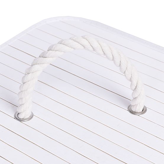 Bamboo Corner Laundry Basket with White Lid