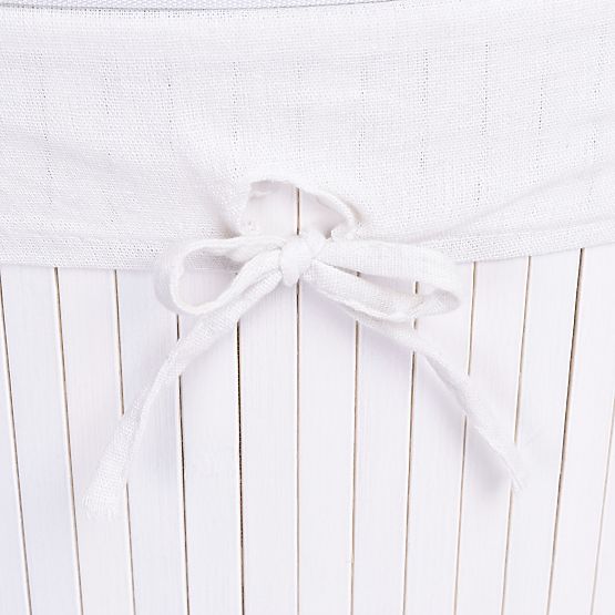 Bamboo Corner Laundry Basket with White Lid
