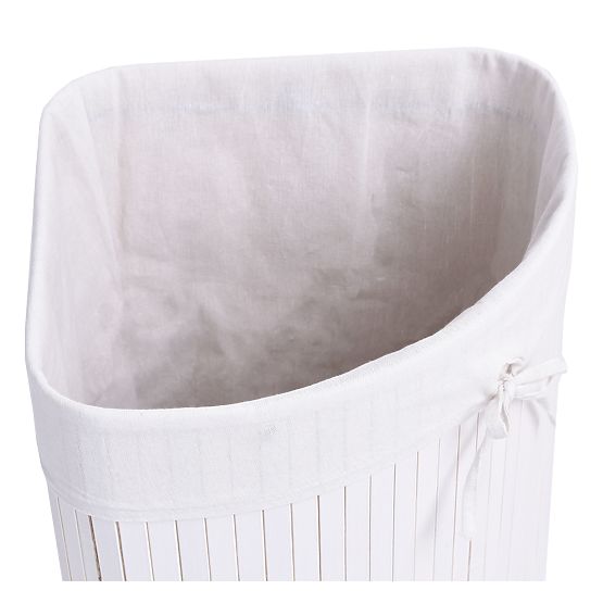 Bamboo Corner Laundry Basket with White Lid