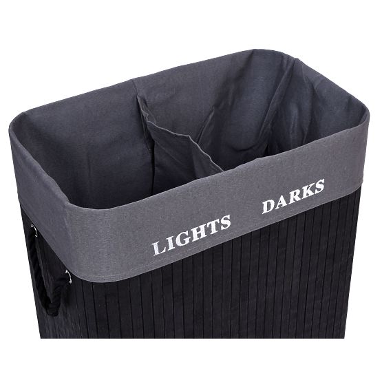 Bamboo Laundry Basket 2 Compartments Black FSC