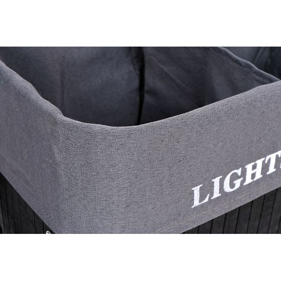 Bamboo Laundry Basket 2 Compartments Black FSC