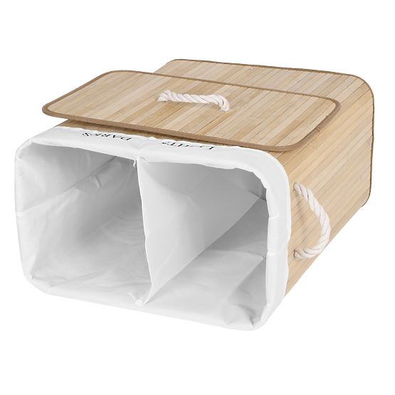Bamboo Laundry Basket with 2 Compartments Natural