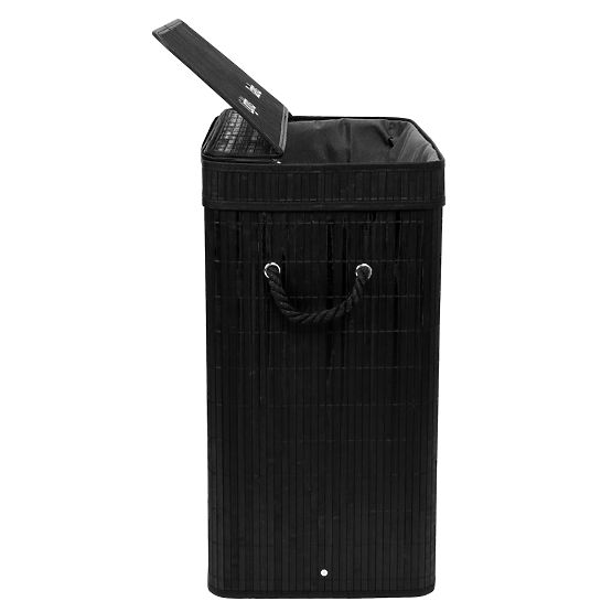 Bamboo Laundry Basket with Lid 100L Black