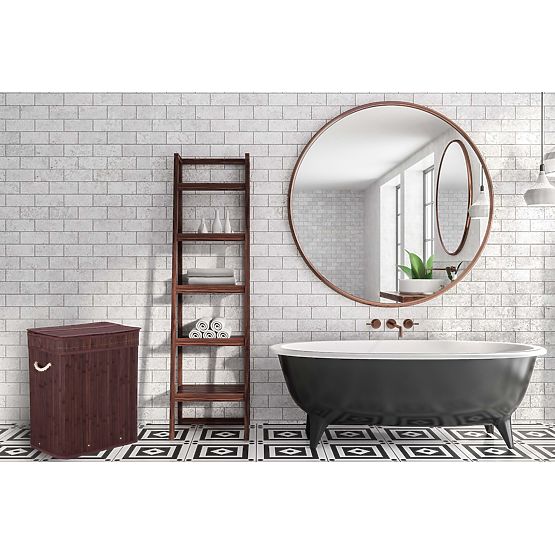 Bamboo Laundry Basket with Lid 100L Wenge