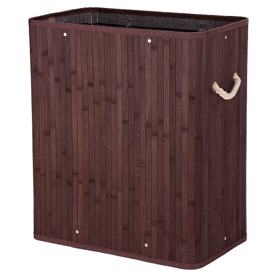 Bamboo Laundry Basket with Lid 100L Wenge