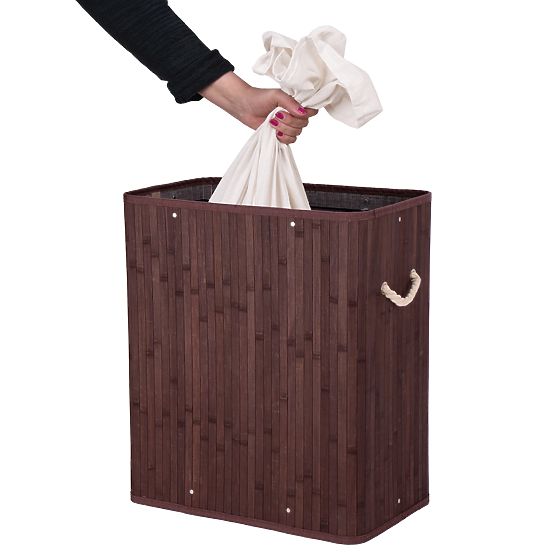 Bamboo Laundry Basket with Lid 100L Wenge