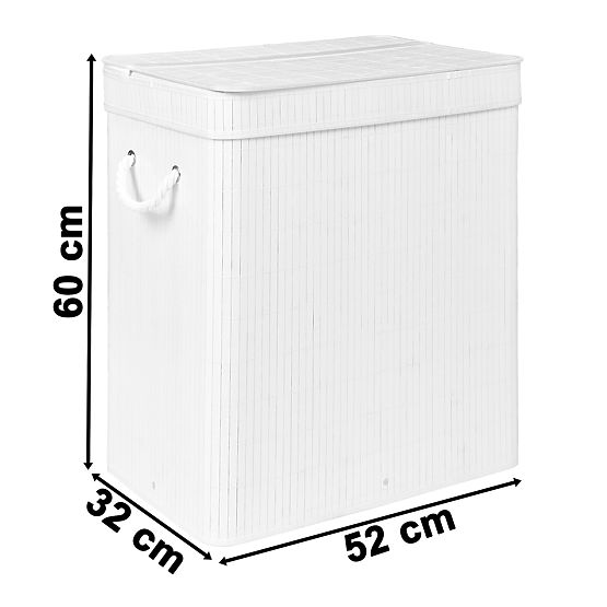 Bamboo Laundry Basket with Lid 100L White
