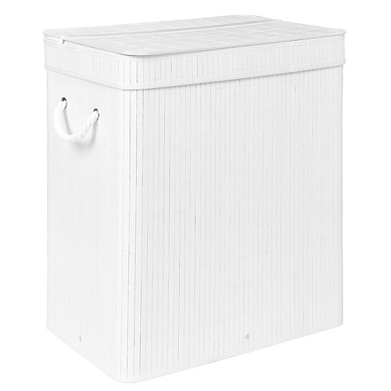 Bamboo Laundry Basket with Lid 100L White