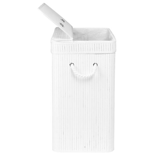 Bamboo Laundry Basket with Lid 100L White