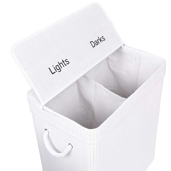 Bamboo Laundry Basket with Lid 100L White