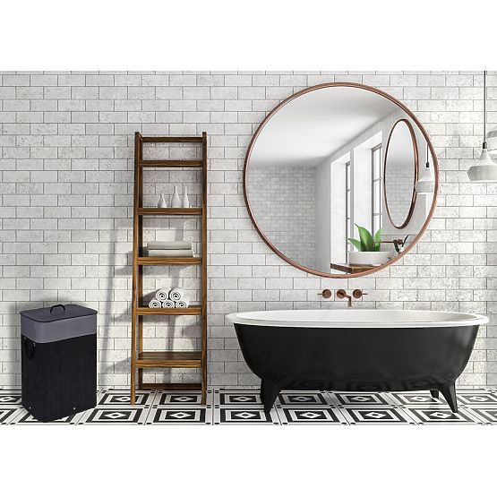 Bamboo Laundry Basket with Lid 80L Black-Grey
