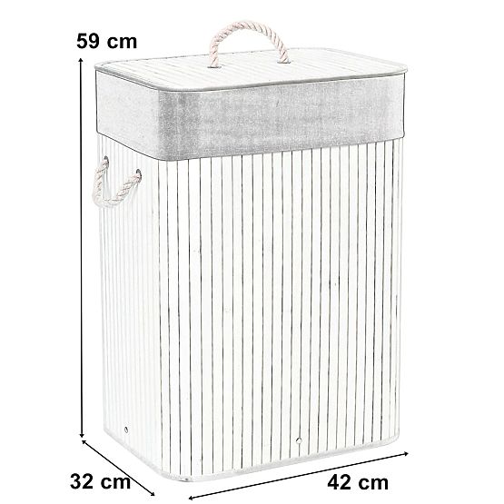 Bamboo Laundry Basket with Lid 80L Black-Grey