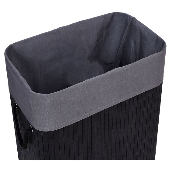 Bamboo Laundry Basket with Lid 80L Black-Grey